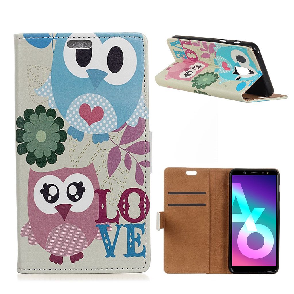 Samsung Galaxy A6 patterned leather case - Owl Lovers