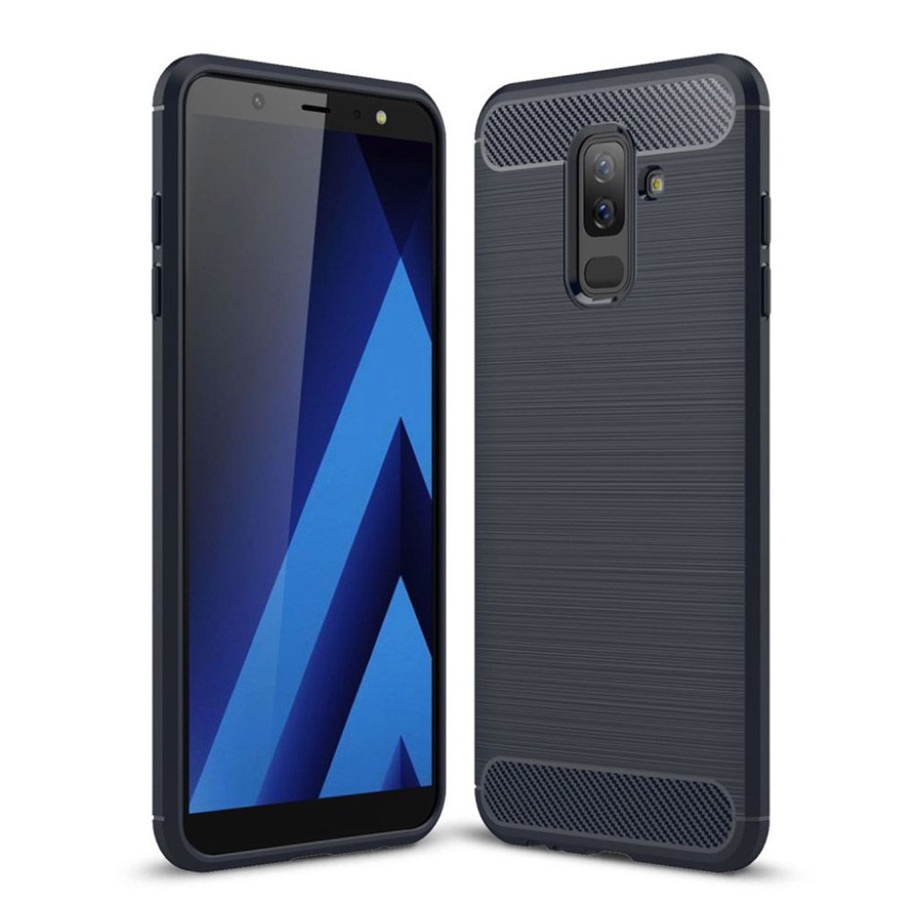 Samsung Galaxy A6 Plus carbon fiber texture brushed case - Dark Blue