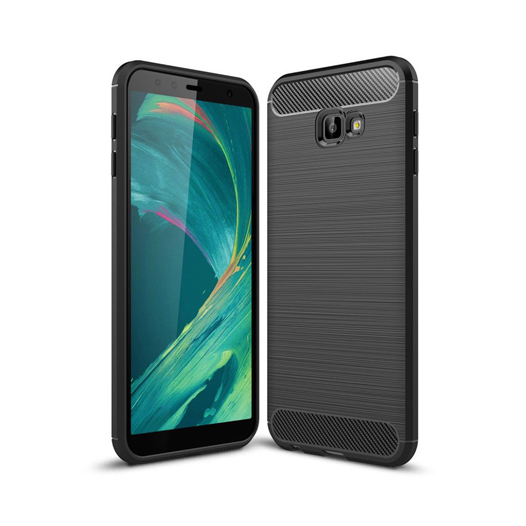 Samsung Galaxy J4 Plus (2018) carbon fiber texture soft case - Black