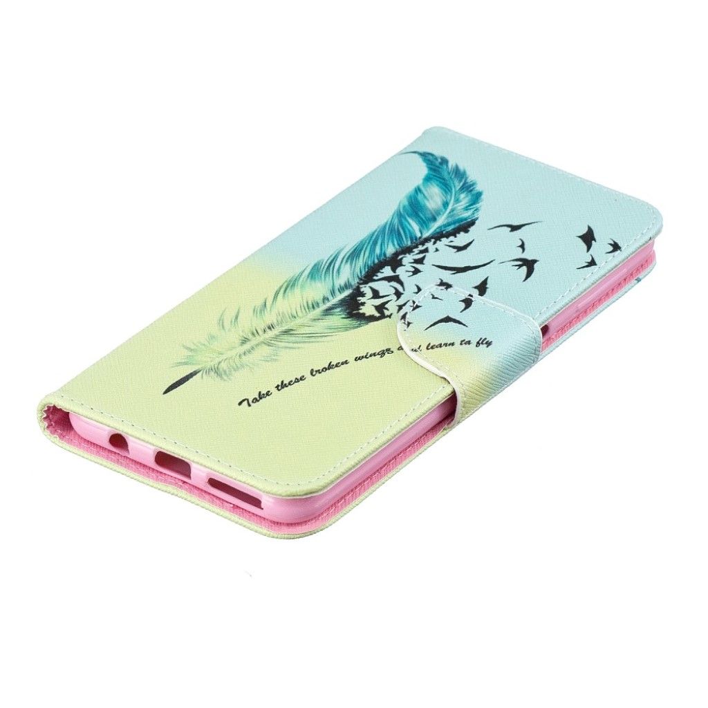 Samsung Galaxy A7 (2018) patterned leather flip case - Feather