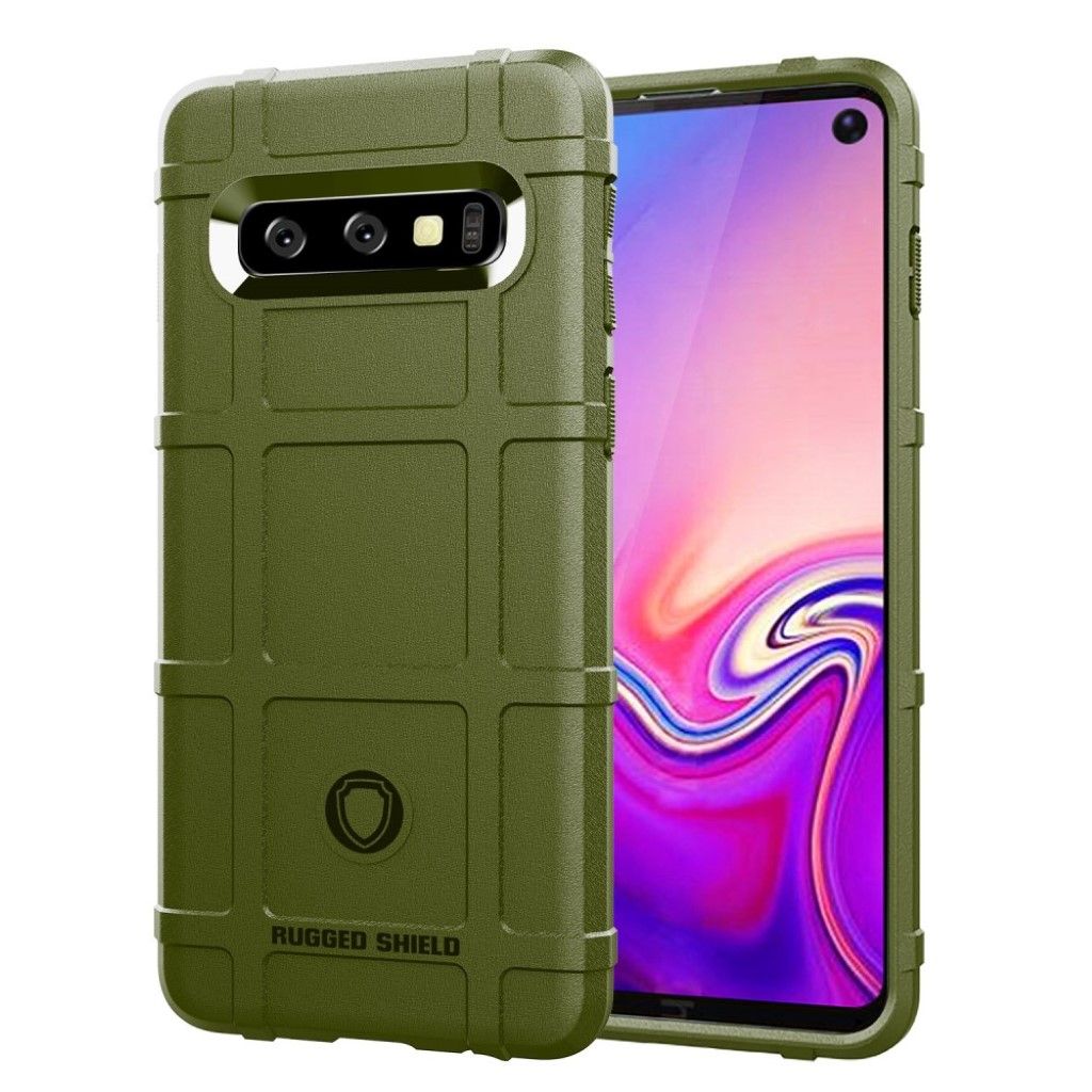 Samsung Galaxy S10 anti-shock square grid texture case - Army Green