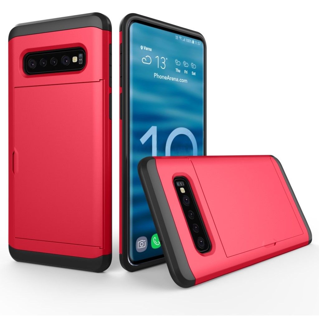 Samsung Galaxy S10 card holder hybrid case - Red