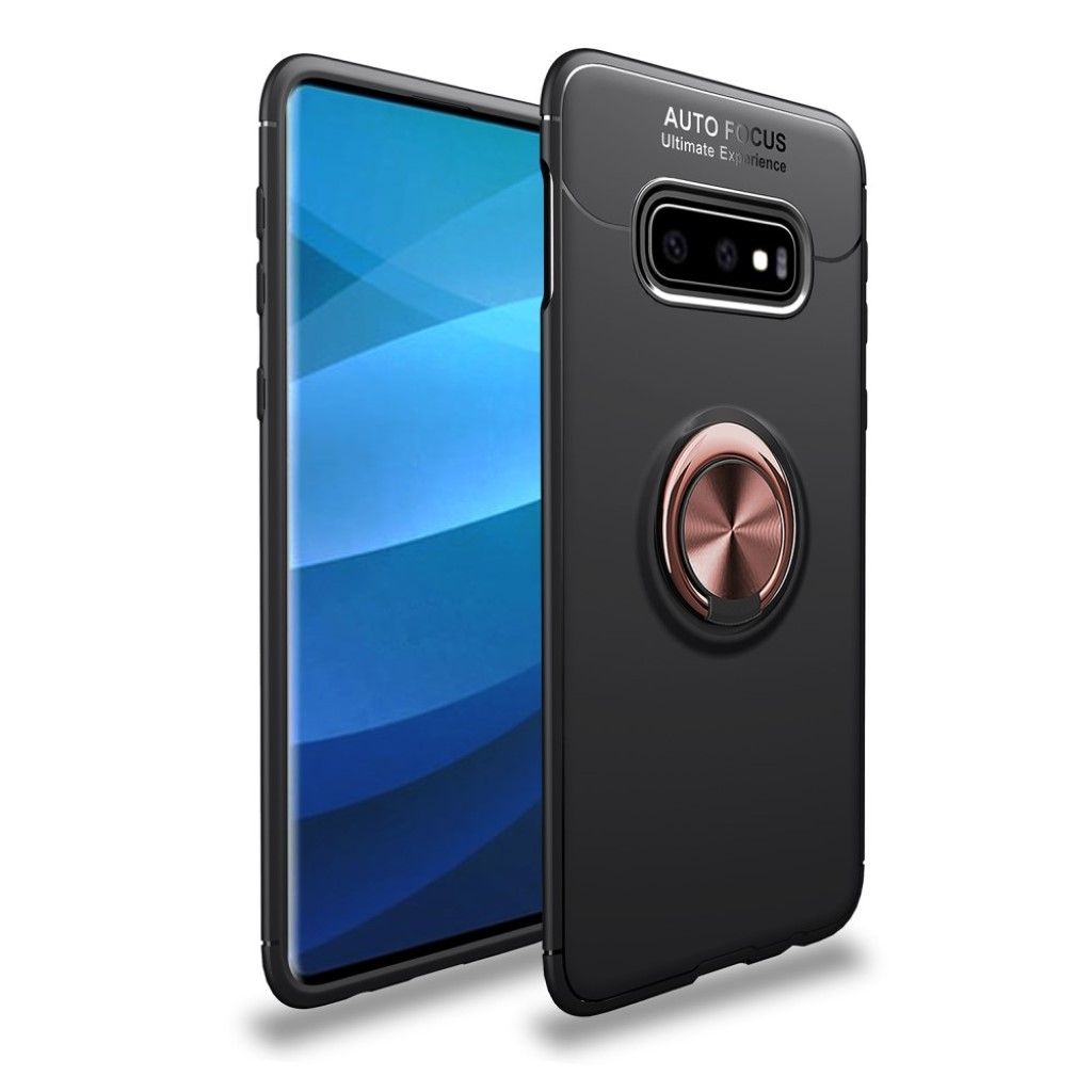 Samsung Galaxy S10e magnetic metal sheet kickstand case - Black / Rose Gold