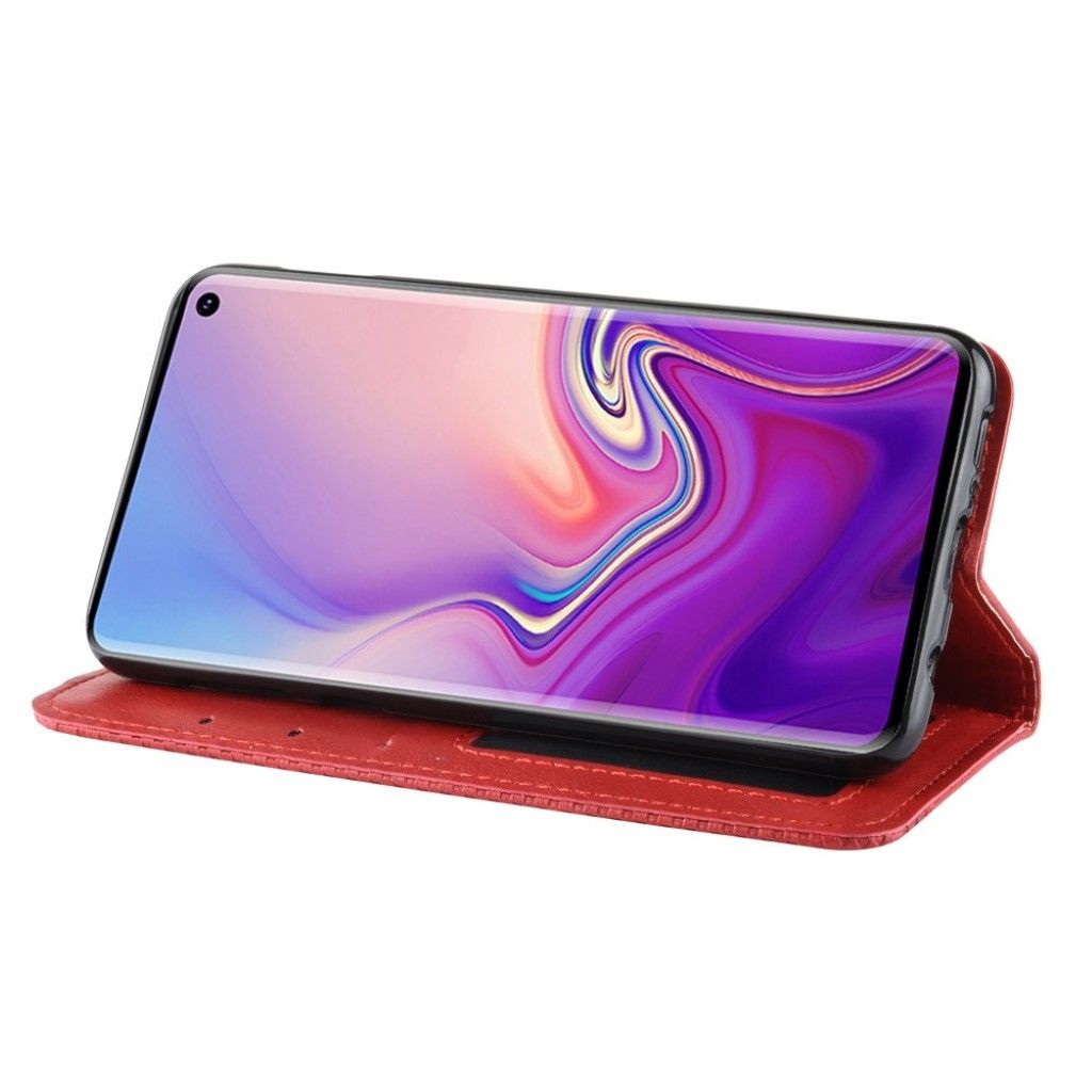 Samsung Galaxy S10e vintage style leather flip case - Red