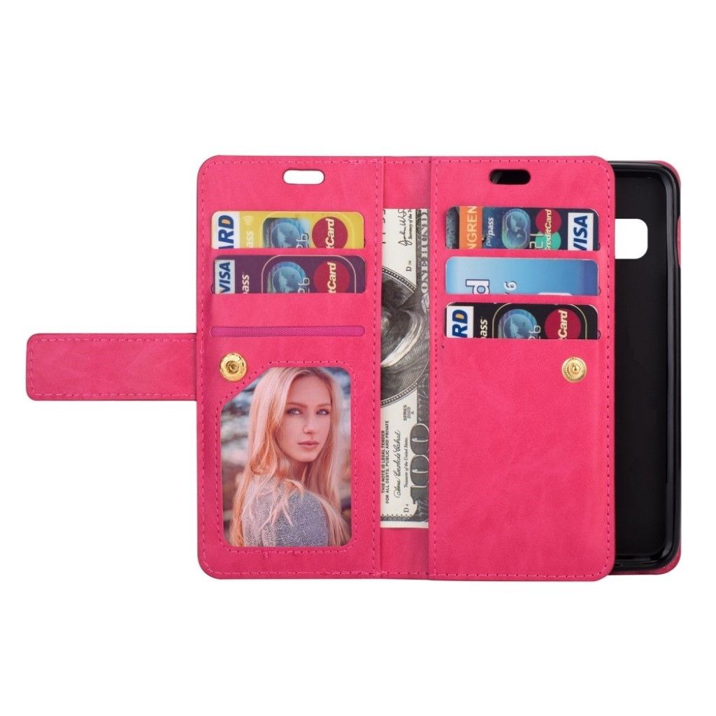 Samsung Galaxy S10 Plus multi-slot leather flip case - Rose