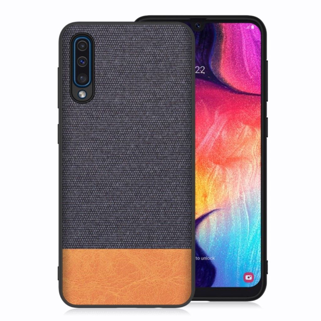 Samsung Galaxy A50 cloth texture case - Dark Blue / Orange