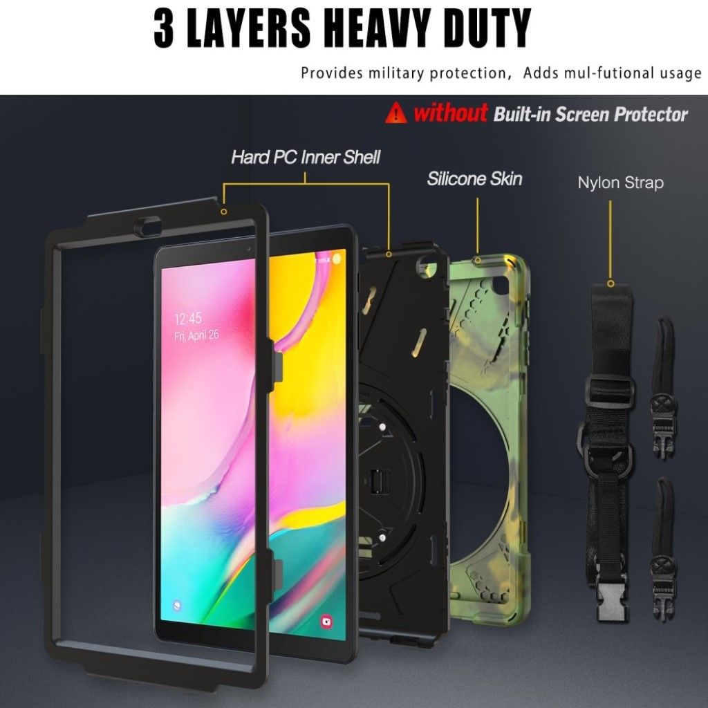 Samsung Galaxy Tab A 10.1 (2019) 360 degree silicone combo case - Camouflage