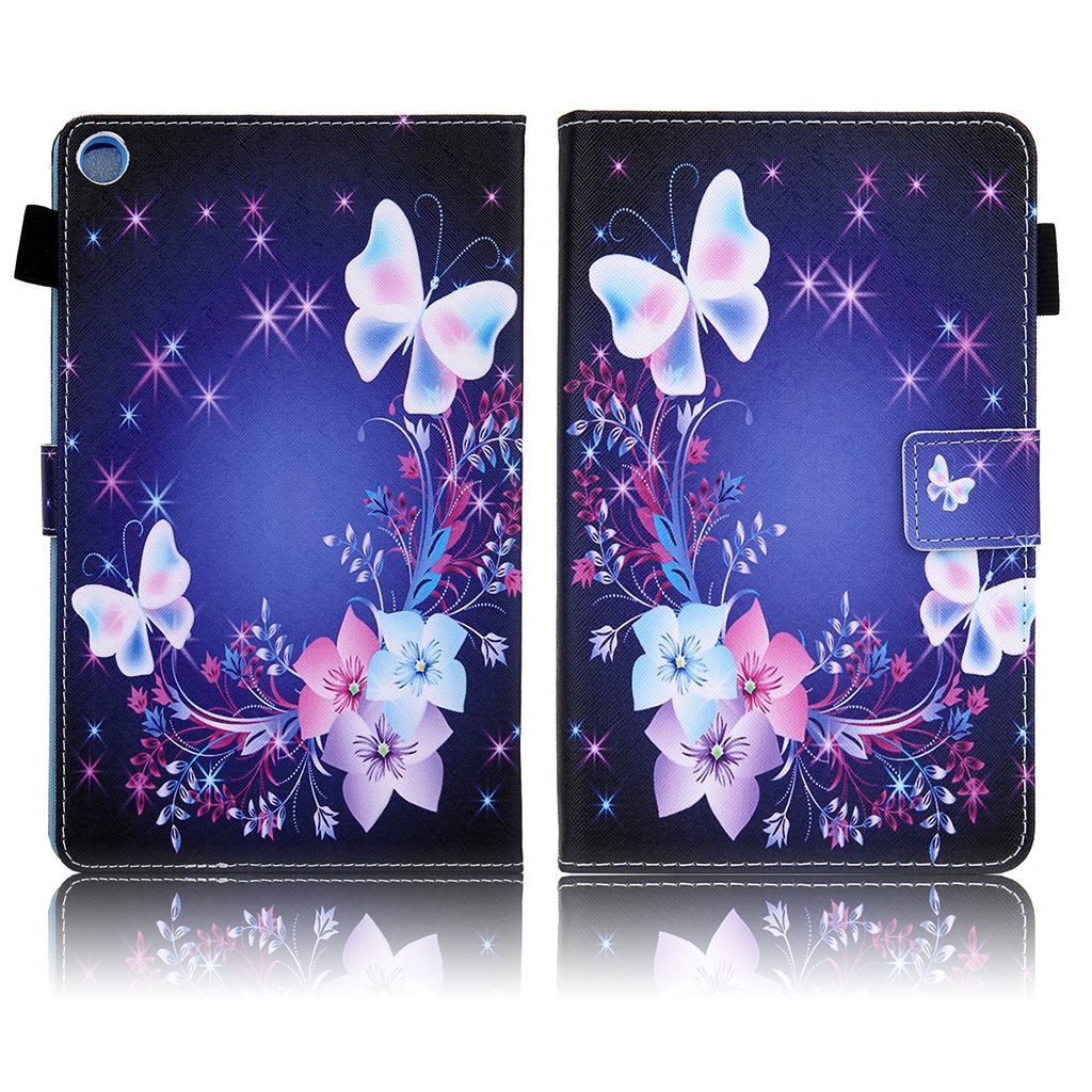 Samsung Galaxy Tab A 8.0 (2019) elegant patterned leather flip case - Flower / Butterfly