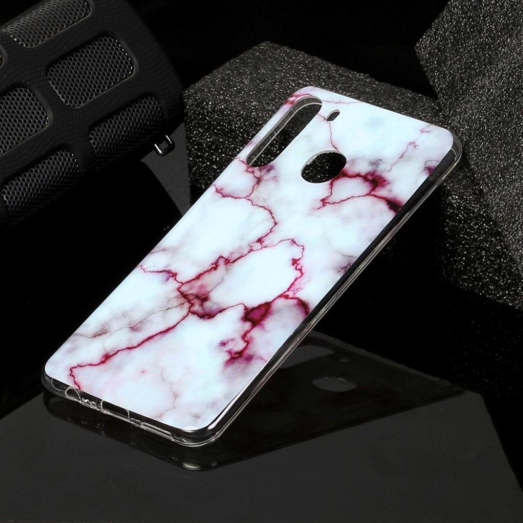 Marble Samsung Galaxy A21 case - Rose / White