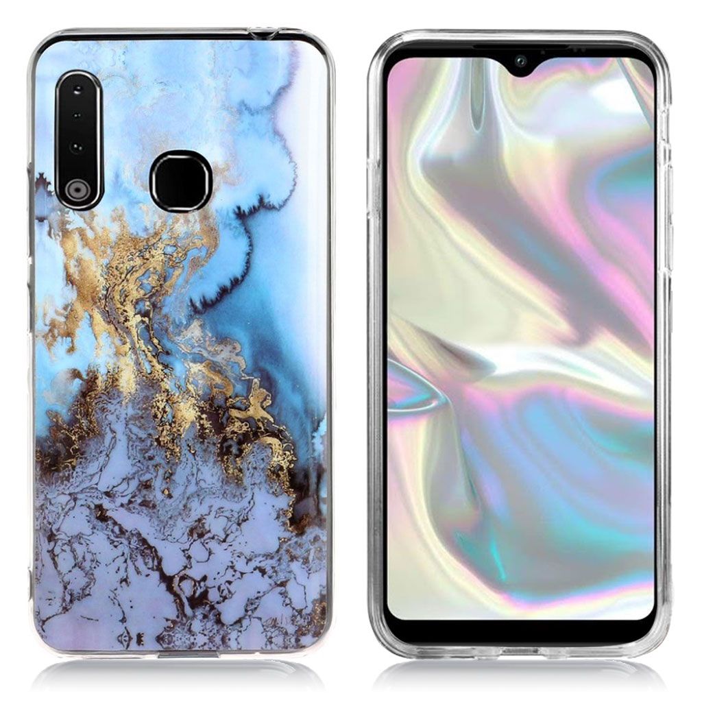 Marble Samsung Galaxy A70e case - Bluish Gold Marble