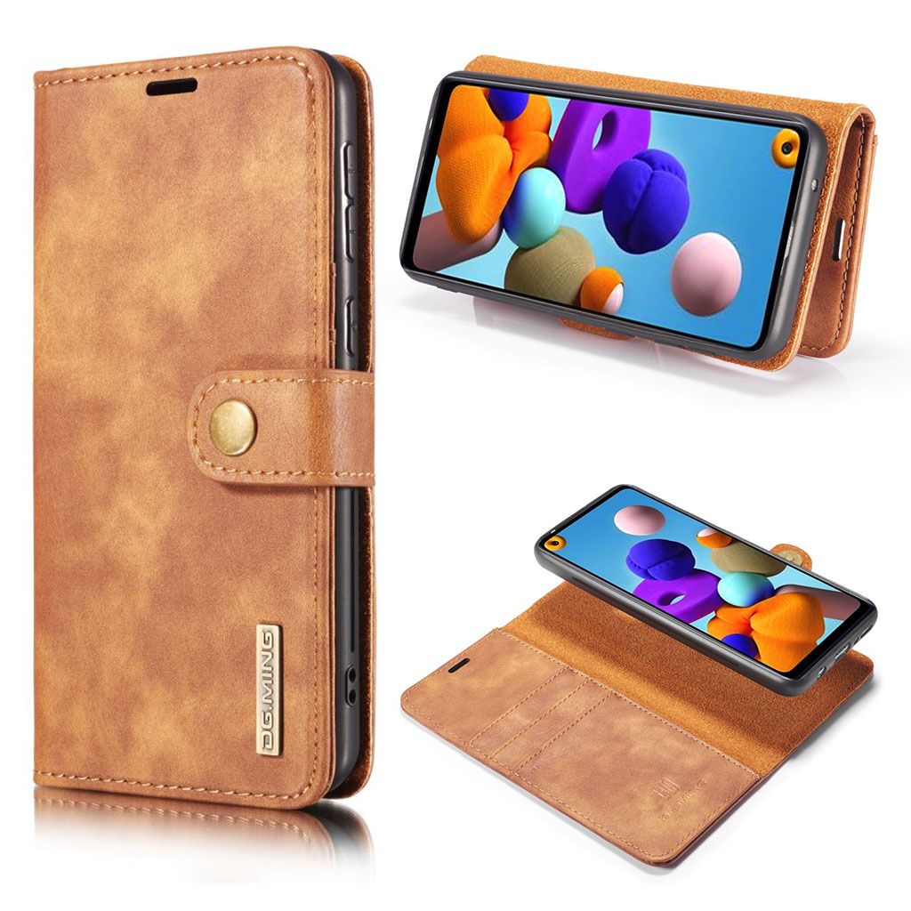 DG.MING Samsung Galaxy A21s 2-in-1 Wallet Case - Brown