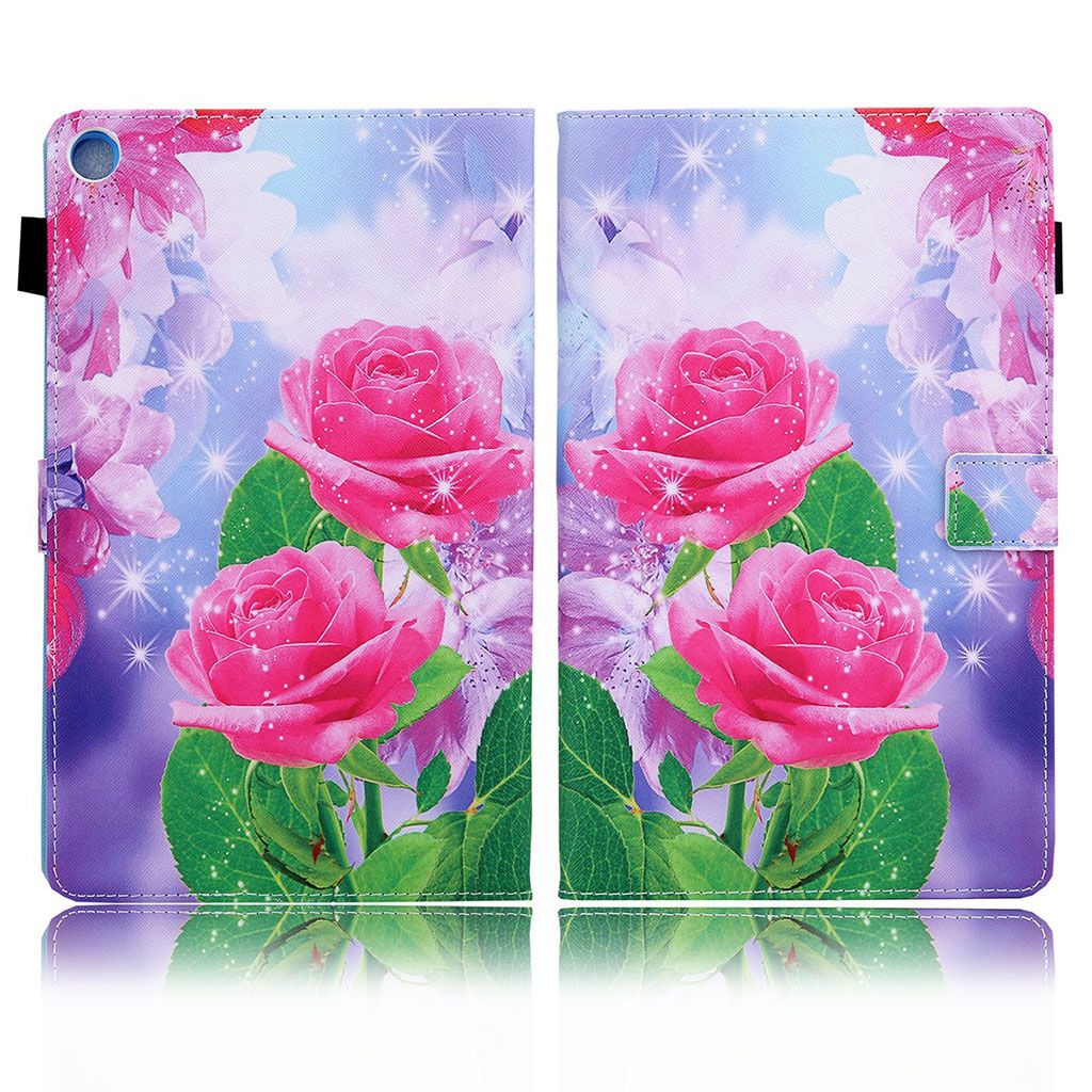 Cool pattern leather flip case for your Samsung Galaxy Tab A7 10.4 (2020) - Pink Roses