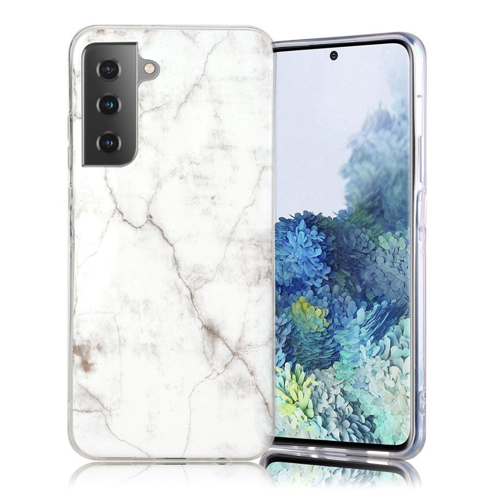 Marble Samsung Galaxy S21 Plus 5G case - White with Crack