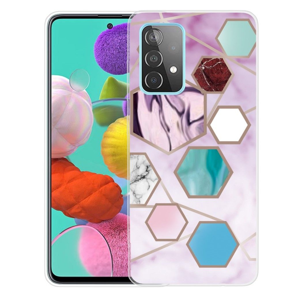 Marble Samsung Galaxy A52 5G case - Hexagon Fragments in Purple