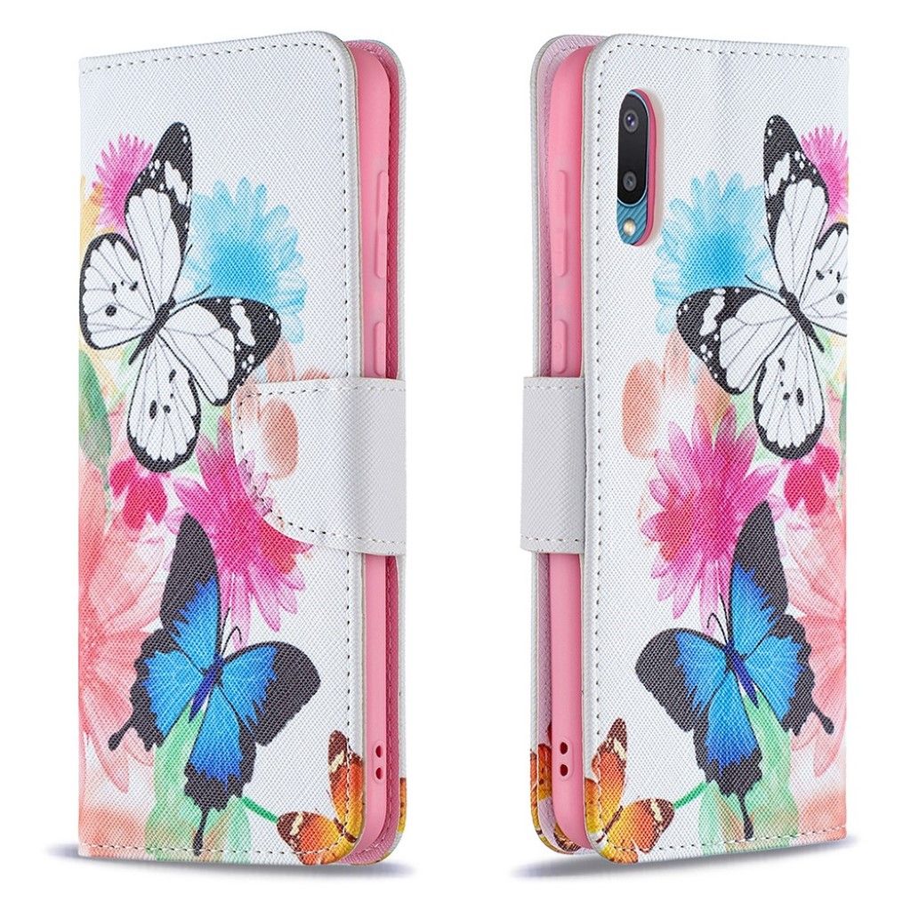 Wonderland Samsung Galaxy A02 flip case - Vivid Butterflies