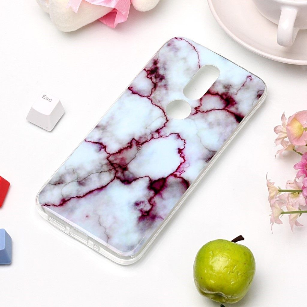Nokia 7.1 marble pattern soft case - Red