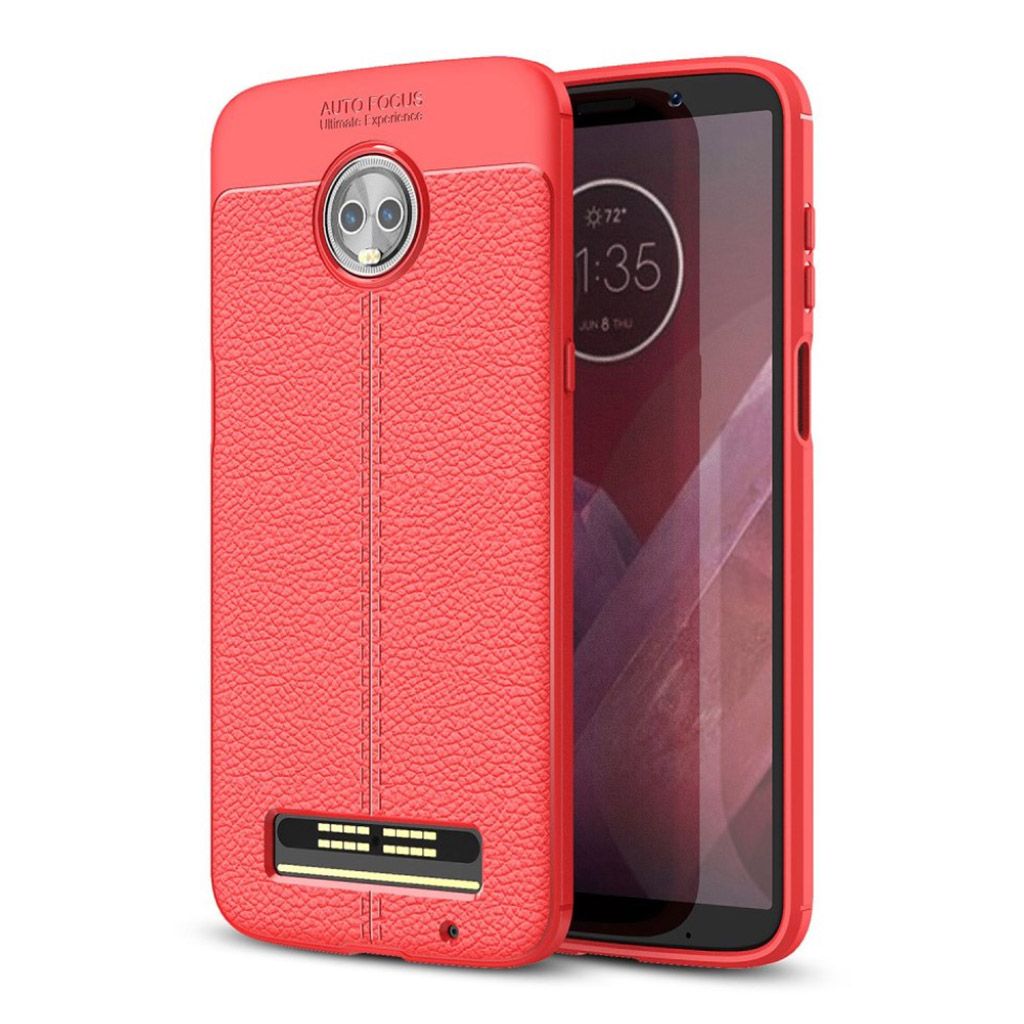 Motorola Moto Z3 Play litchi grain soft case - Red