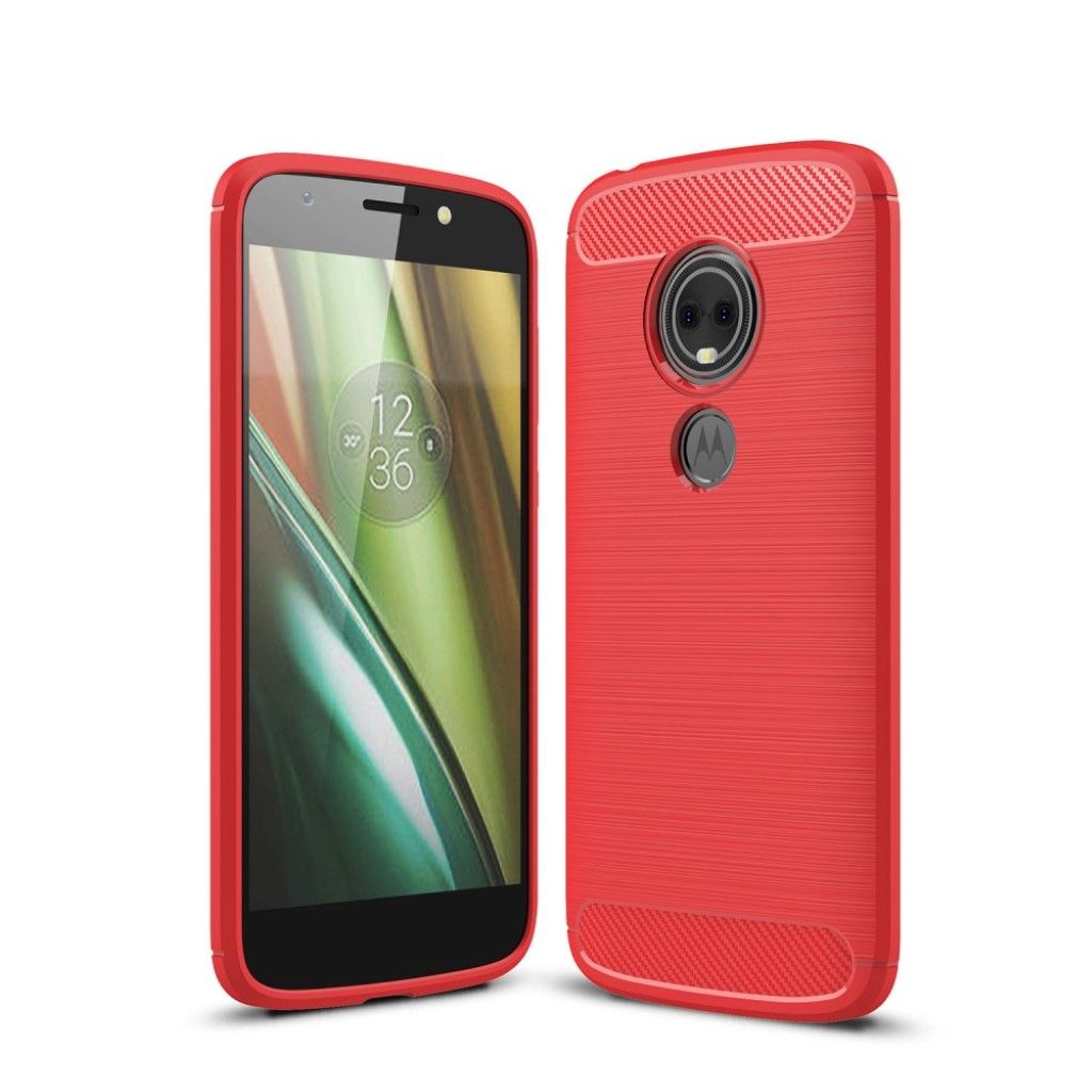 Motorola Moto E5 Play carbon fiber texture case - Red