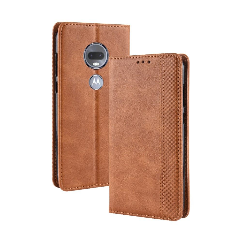 Motorola Moto G7 auto-absorbed vintage style leather flip case - Brown