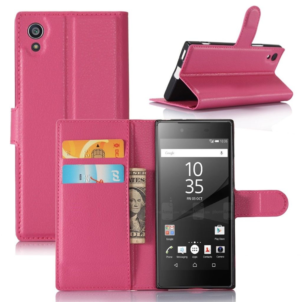 Sony Xperia XA1 litchi grain leather flip case - Rose