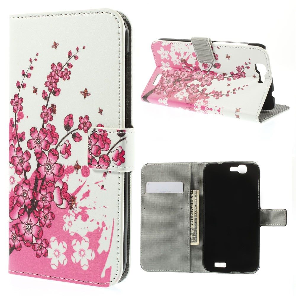 Moberg Huawei Ascend G7 Leather Flip Case - Plum Blossom