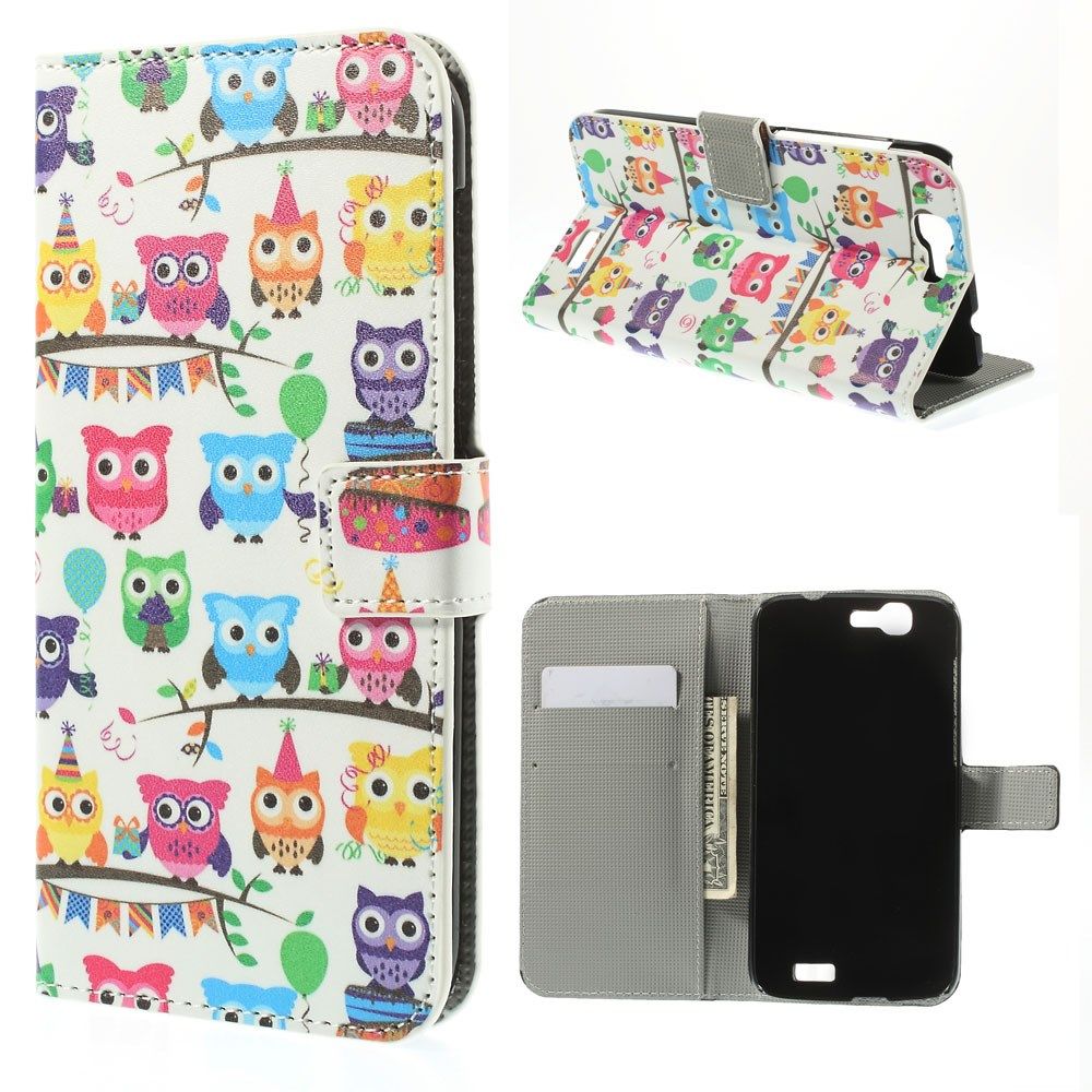 Moberg Huawei Ascend G7 Leather Flip Case - Multiple Cute Owls