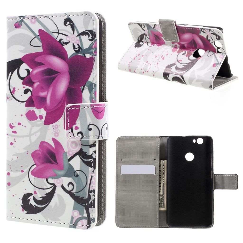 Scherfig Huawei Nova Leather Flip Case - Purple Flowers