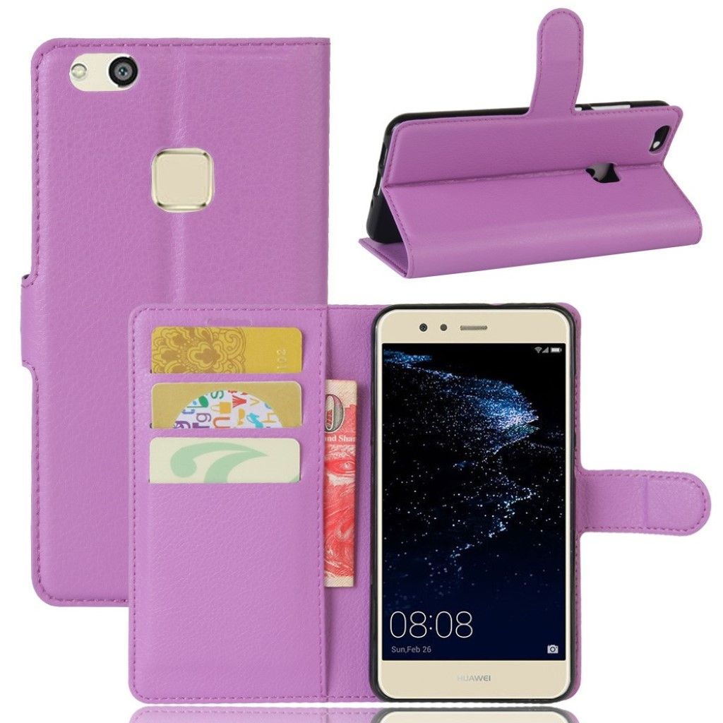 Huawei P10 Lite lychee skin wallet leather flip case - Purple