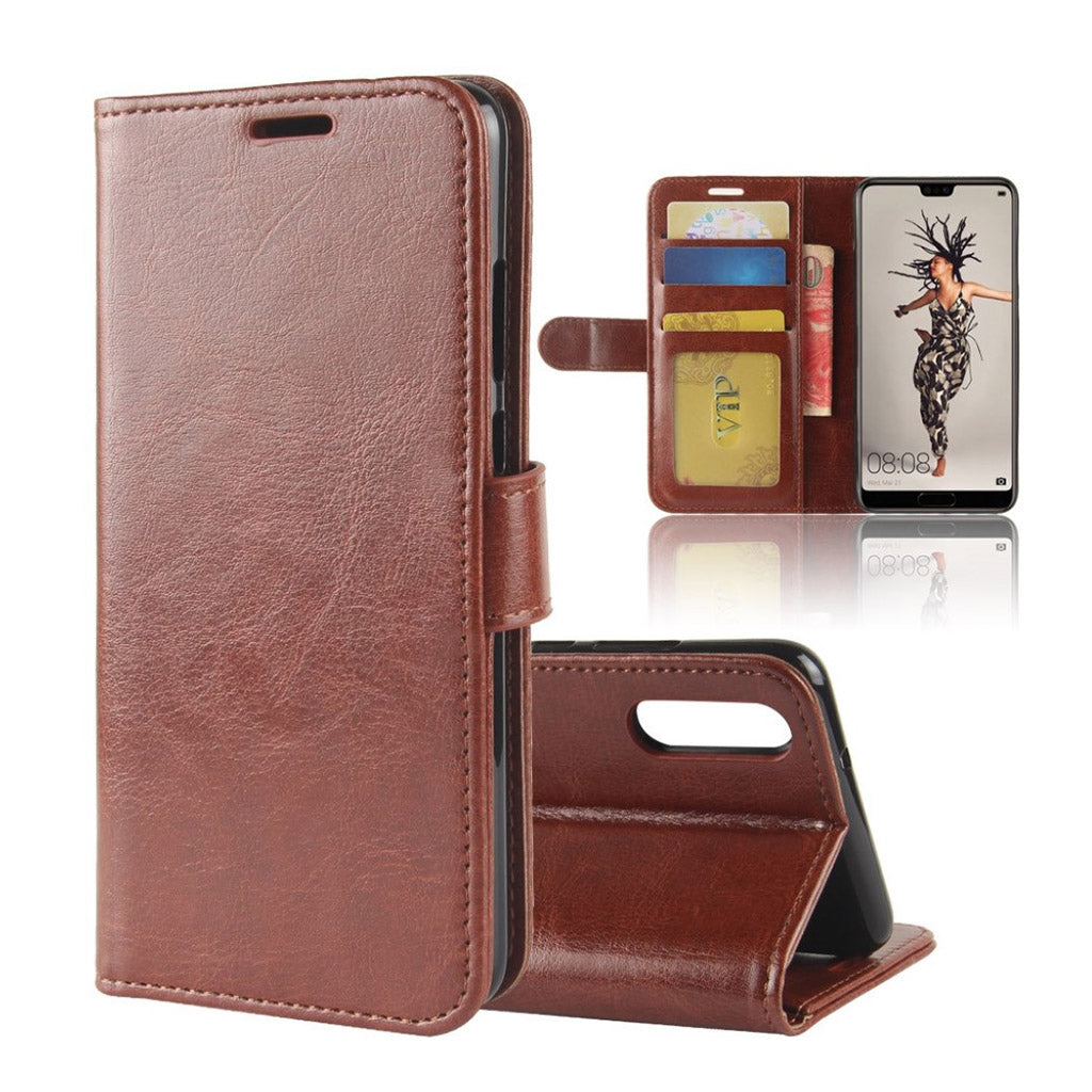 Crazy Horse Huawei P20 magnetic leather flip case - Brown