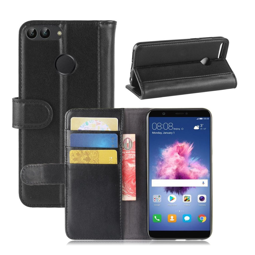 Huawei P Smart genuine split leather case - Black