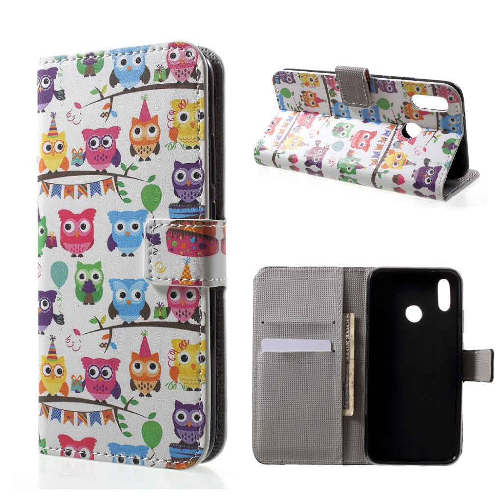 Huawei P20 Lite pattern printing leather flip case - Multiple Cute Owls