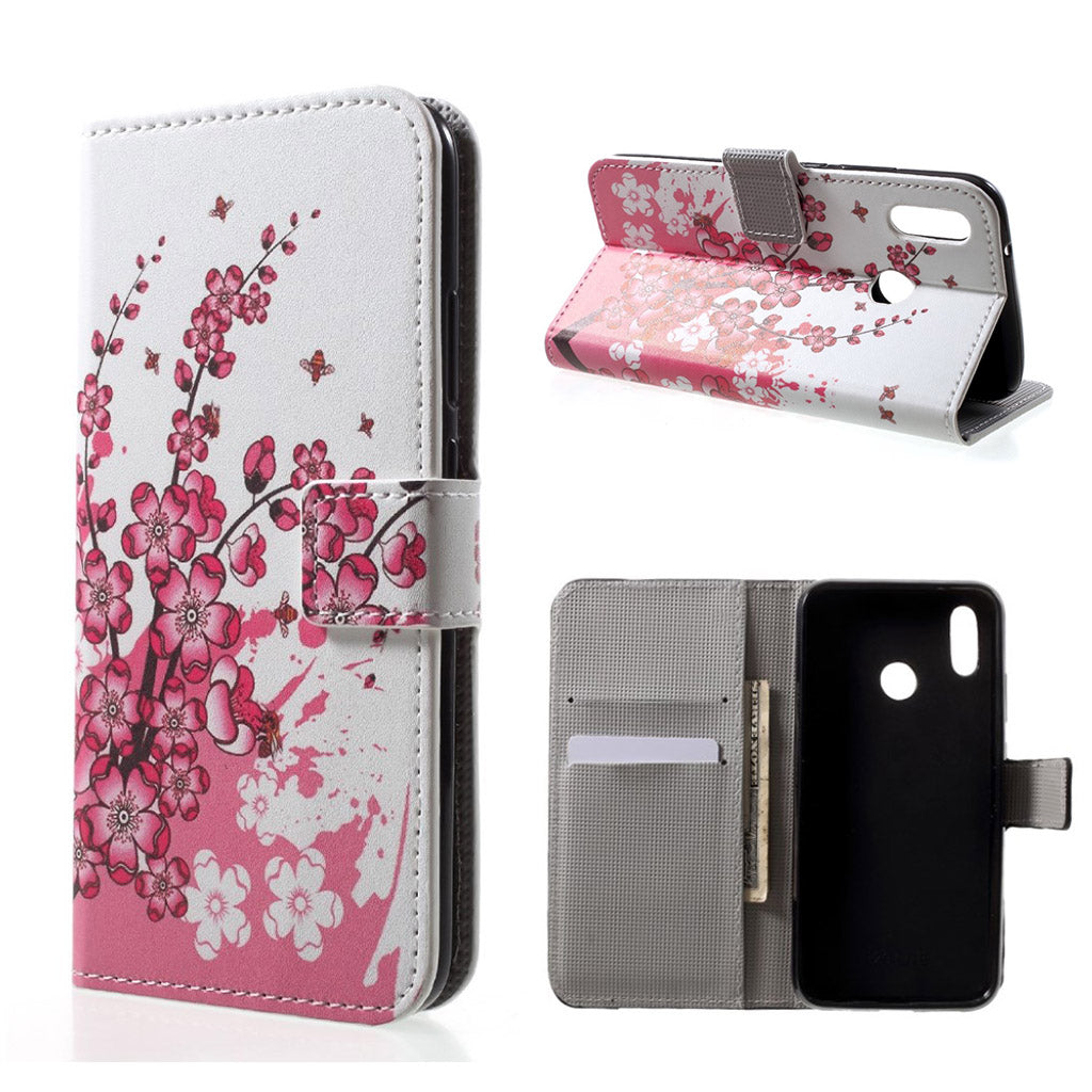 Huawei P20 Lite pattern printing leather flip case - Plum Blossom