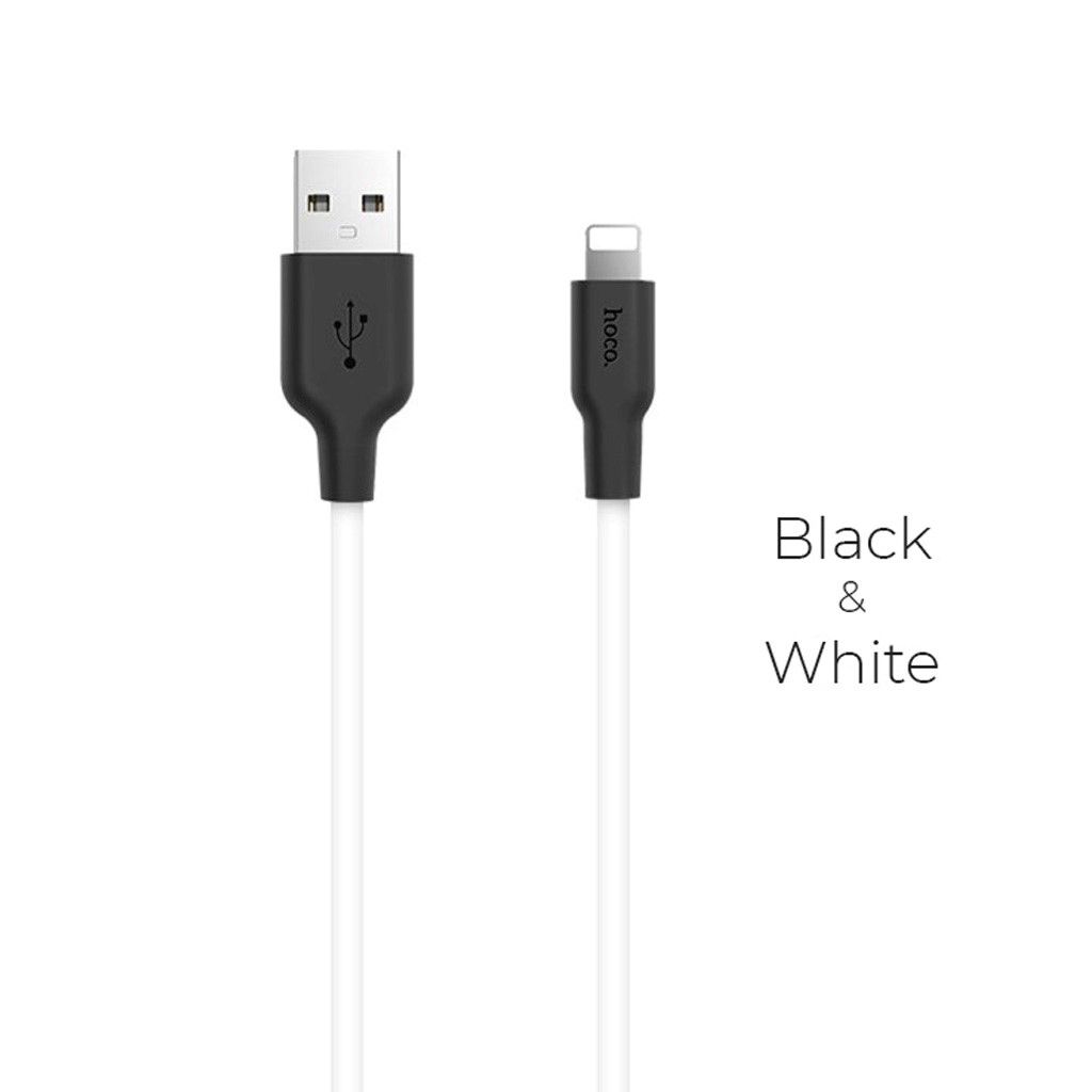 HOCO X21 Silicone lightning charging cable - black＆white