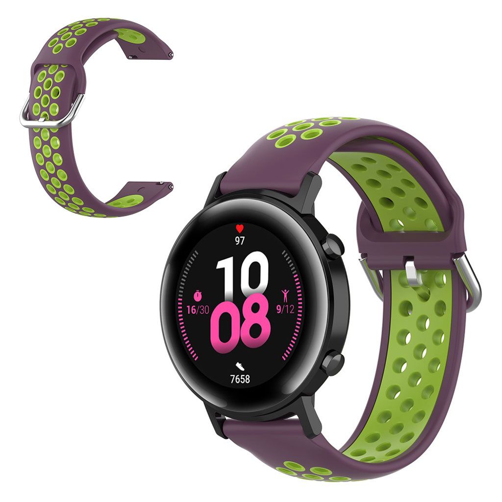 20mm Universal bi-color silicone watch strap - Purple / Fluorescent Green
