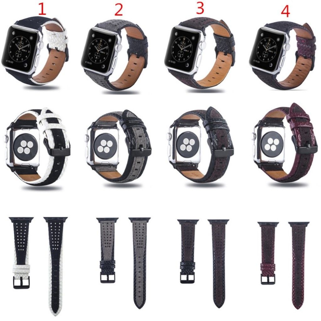 Apple Watch Series 4 40mm cowhide leather watch strap - Black / Grey