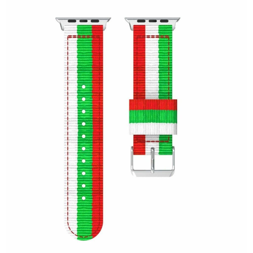 Apple Watch Series 4 44mm stripe style watch strap - White / Green / Red