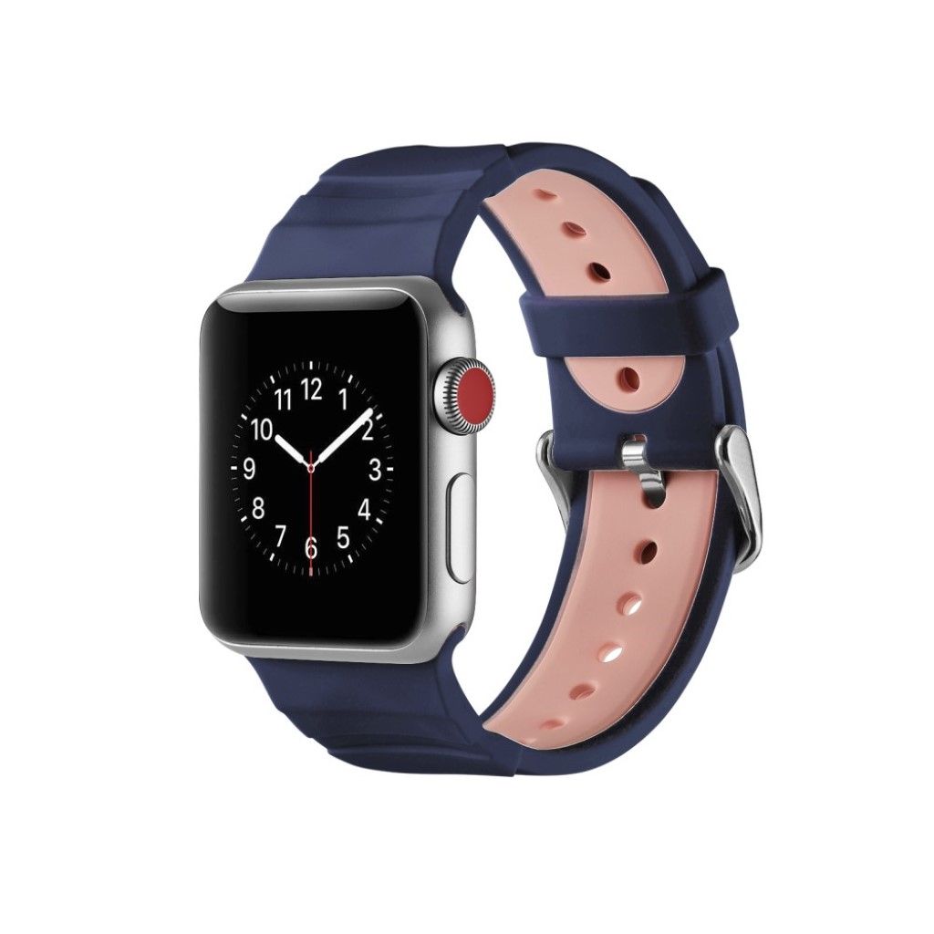 Apple Watch Series 4 44mm dual-color silicone watch strap - Blue / Pink