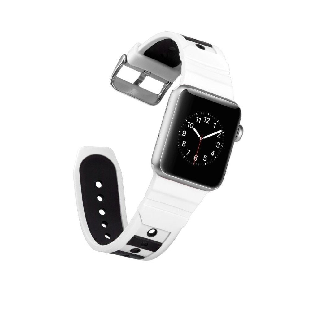 Apple Watch Series 4 44mm dual-color silicone watch strap - White / Black