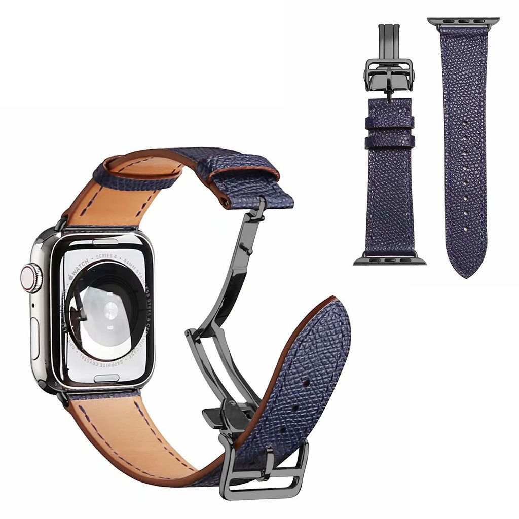 Genuine leather black buckle watch band for Apple Watch Series 6 / 5 40mm - Sapphire Blue