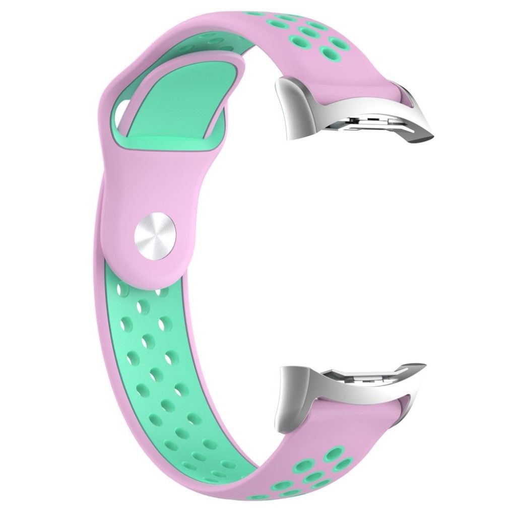 Samsung Gear S2 breathable silicone watch strap - Pink / Cyan