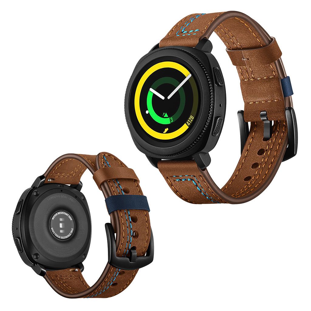 Samsung Gear Sport stitching décor genuine leather watch band - Brown