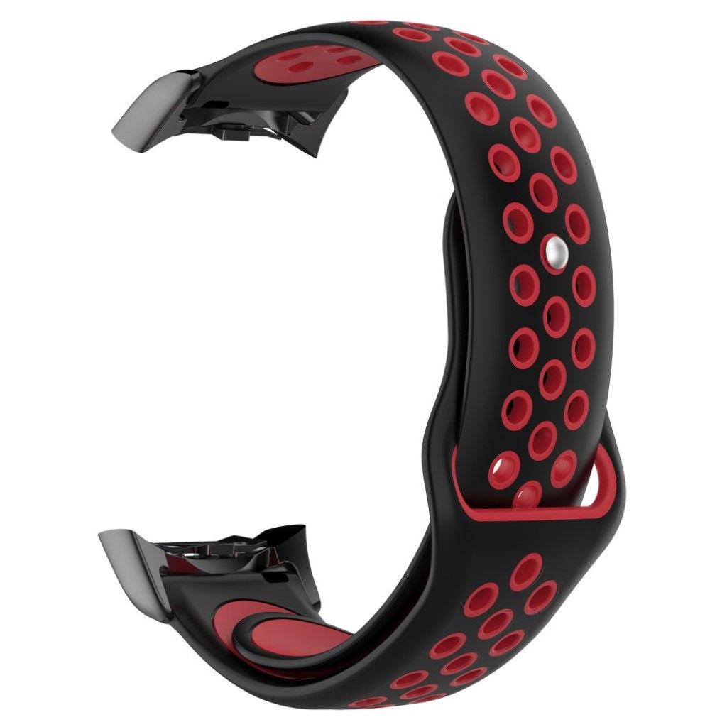 Samsung Gear Fit2 Pro bi-color soft silicone watch band strap - Black / Red