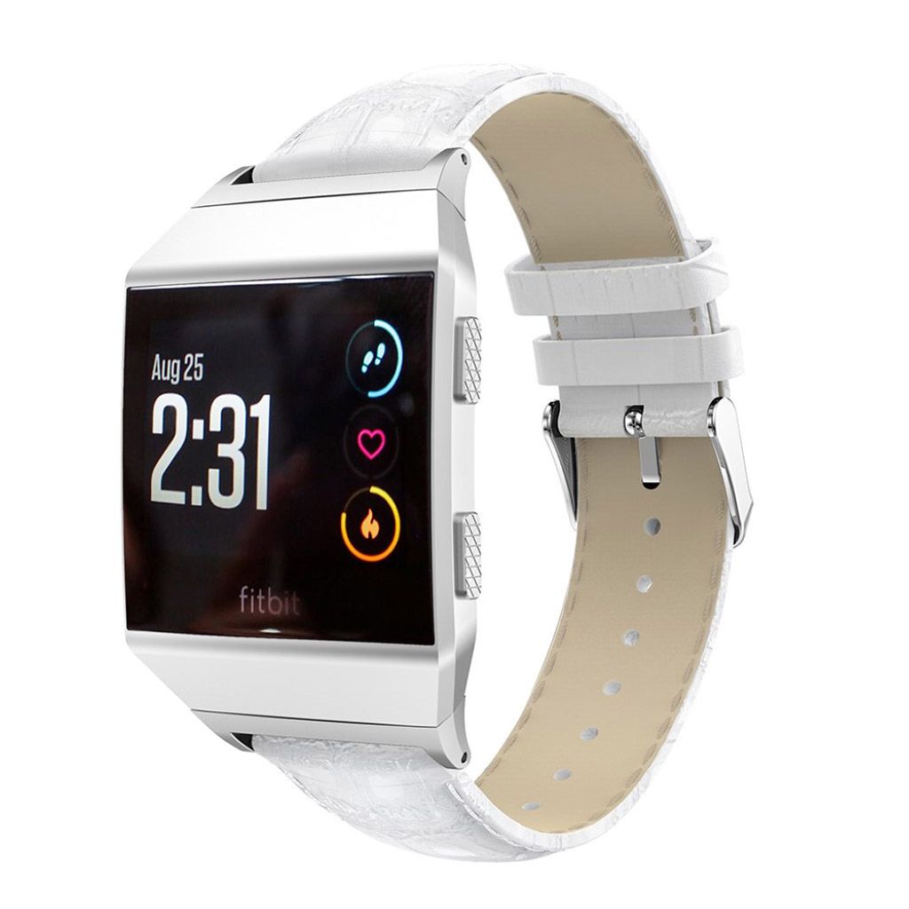 Fitbit Ionic crocodile texure genuine leather watch strap- White