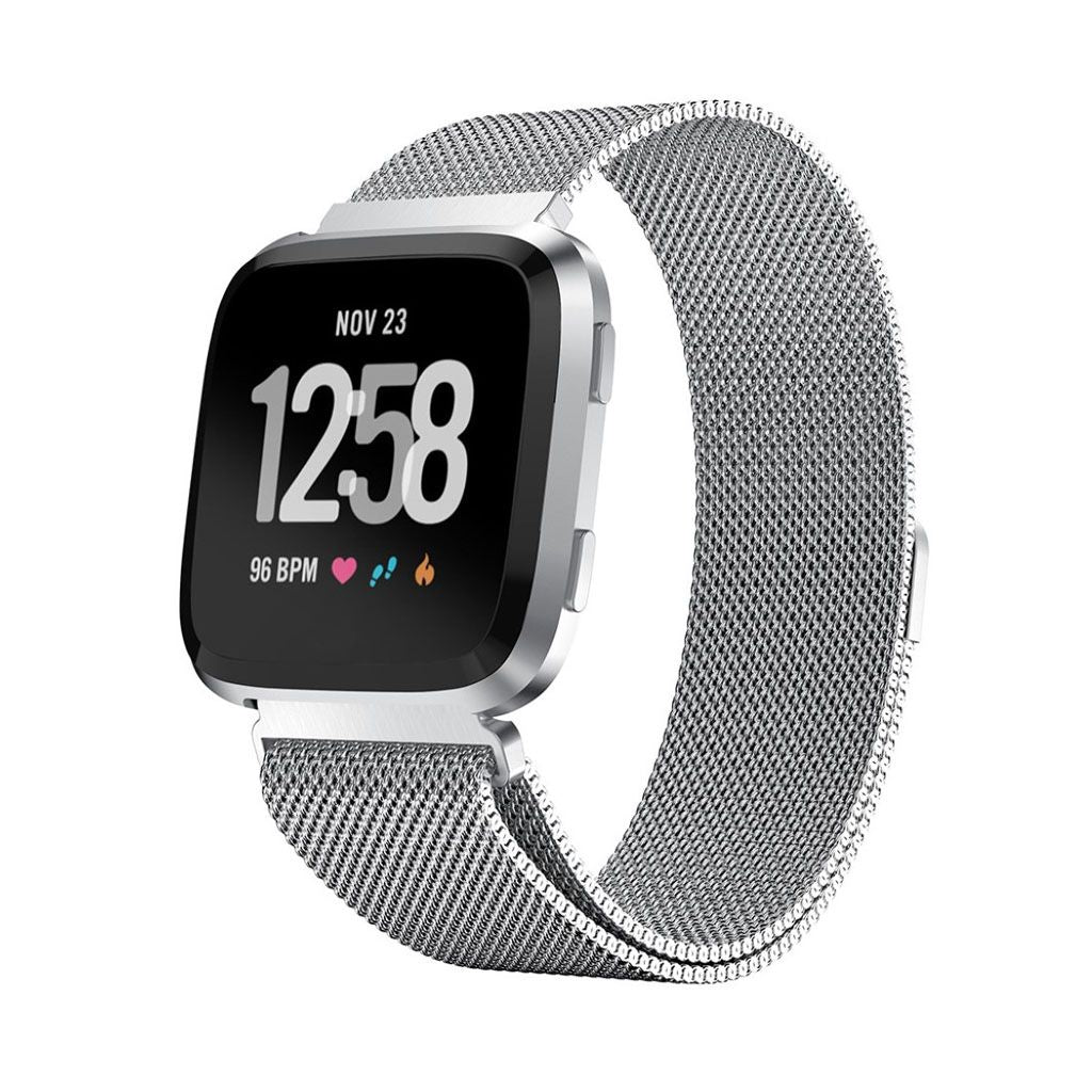 Luxury Milanese Fitbit Versa stainless steel watch strap - Silver