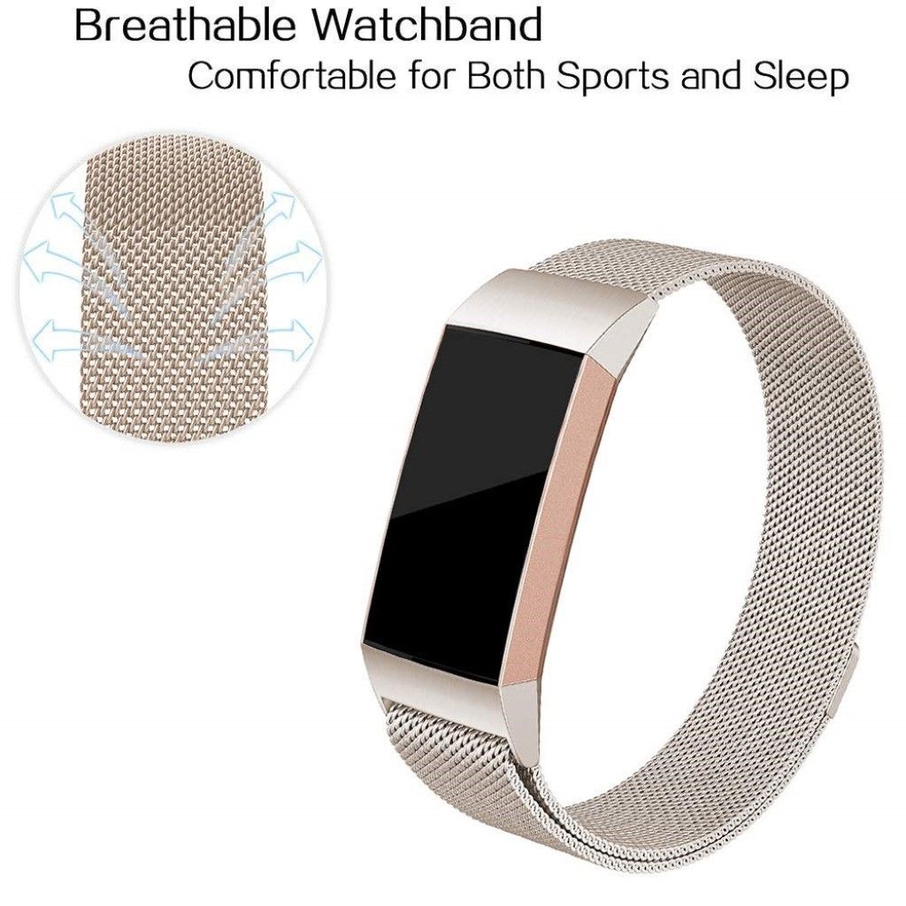 Fitbit Charge 3 luxury milanese watch band replacement - Size: L / Champagne Gold