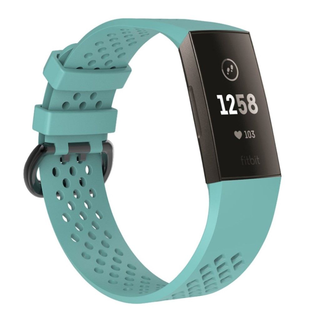 Fitbit Charge 3 breathable soft silicone watch strap - Size: L - Cyan