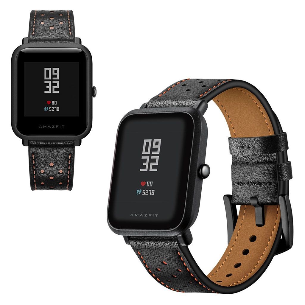 Amazfit Bip / GTS genuine leather watch band - Black