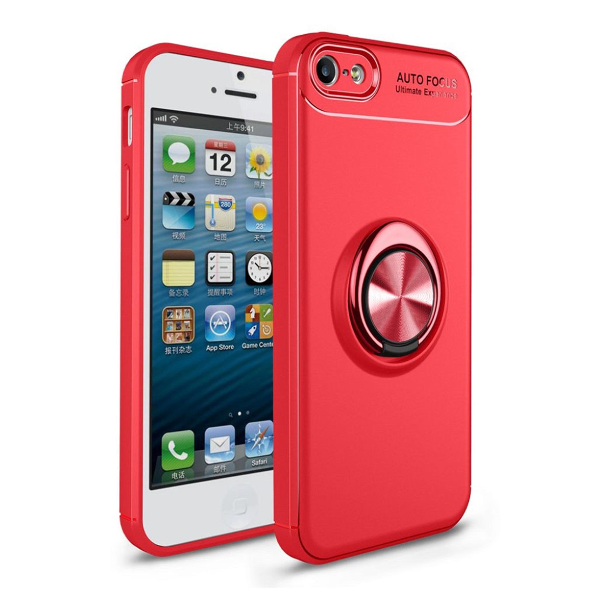 iPhone SE / 5 / 5S anti-drop kickstand TPU case - Red