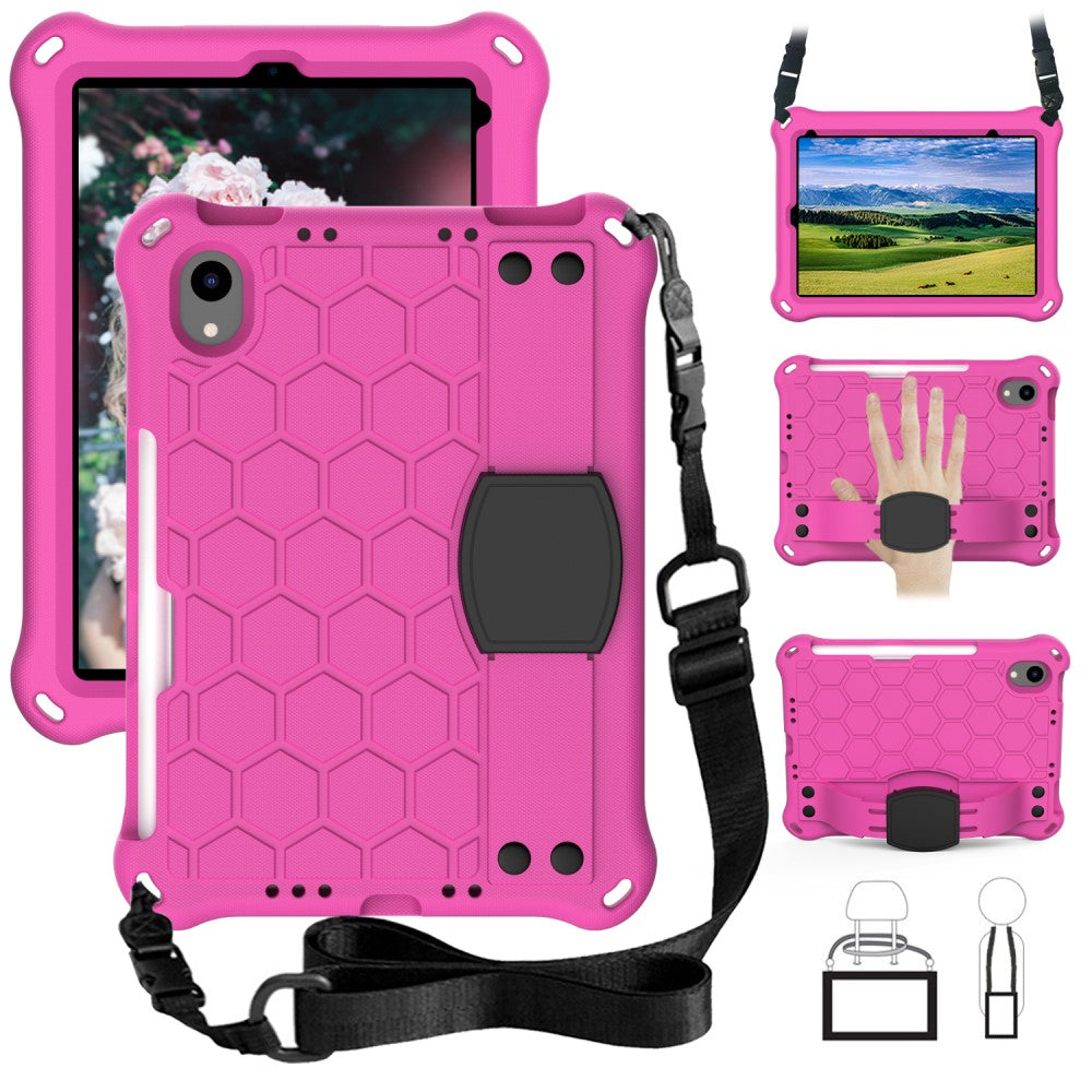 iPad Mini 6 (2021) honeycomb texture EVA cover with strap - Rose / Black