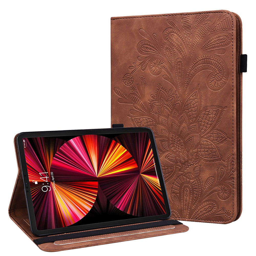 iPad Pro 11 (2021) imprint flower pattern PU leather flip case - Brown